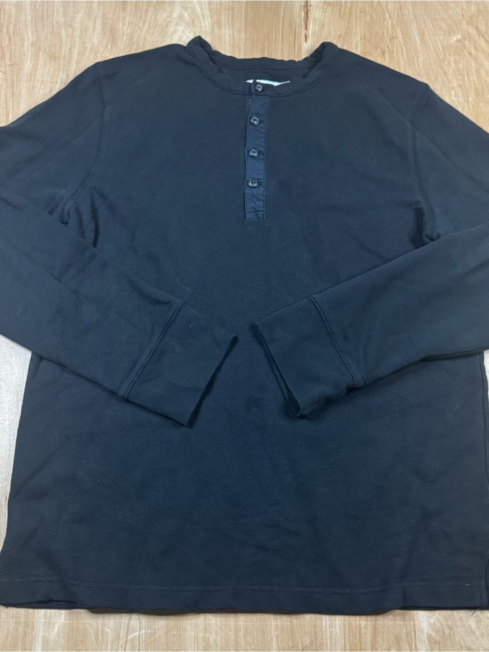 Goodfellow Mens Black Long Sleeve Thermal Henley Shirt Size Large.